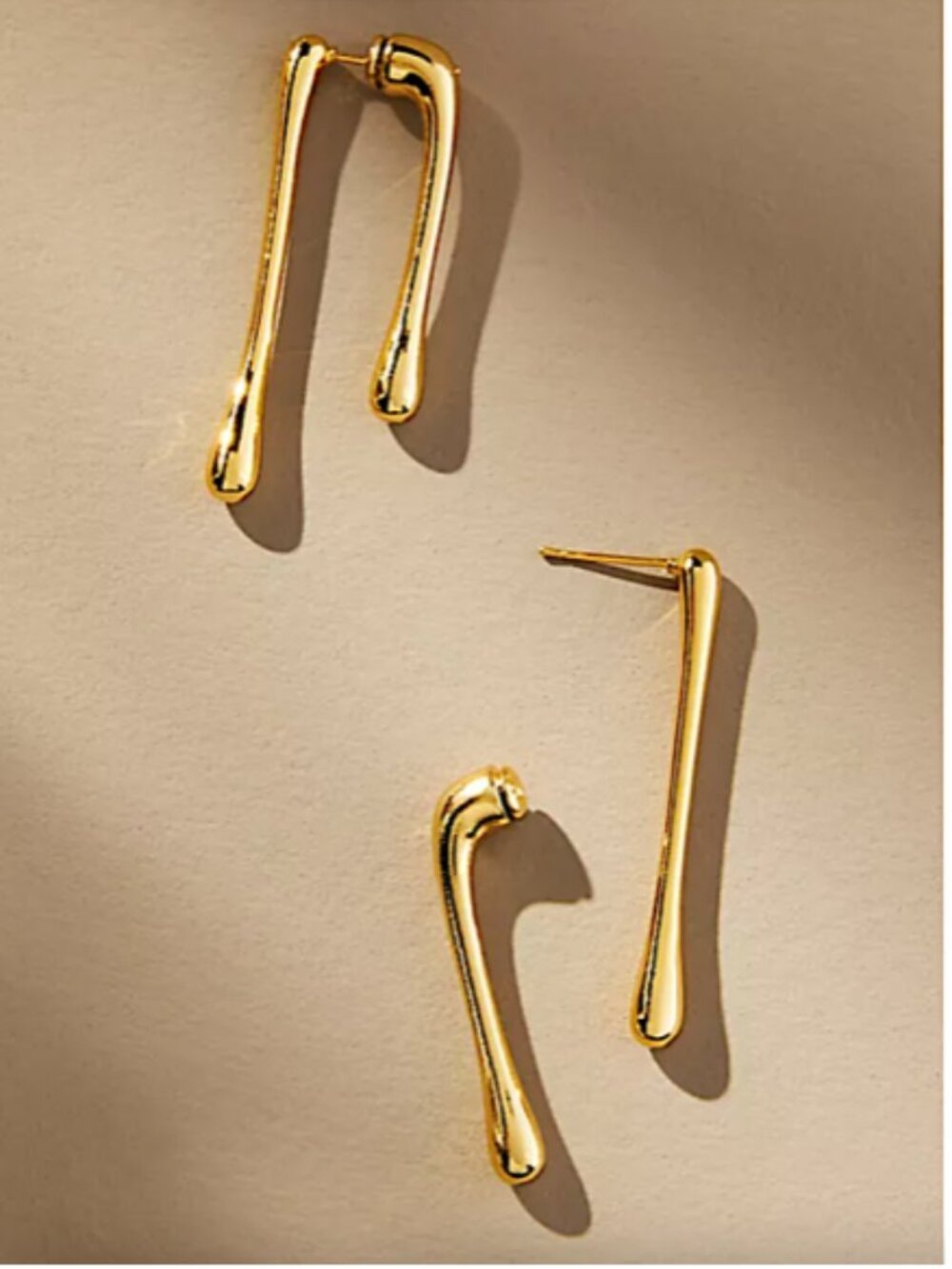 NEW Anthropologie Galley Los Angeles Hannah Melted Gold Drop Earrings